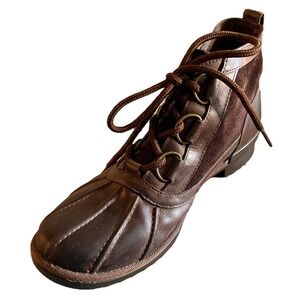 UGG Brown Lace-Up Duck Bootie Ankle Boots